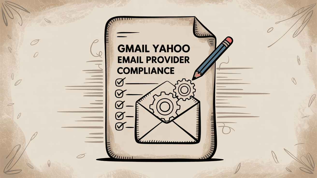 Gmail and Yahoo email provider compliance checklist showing authentication and unsubscribe requirements